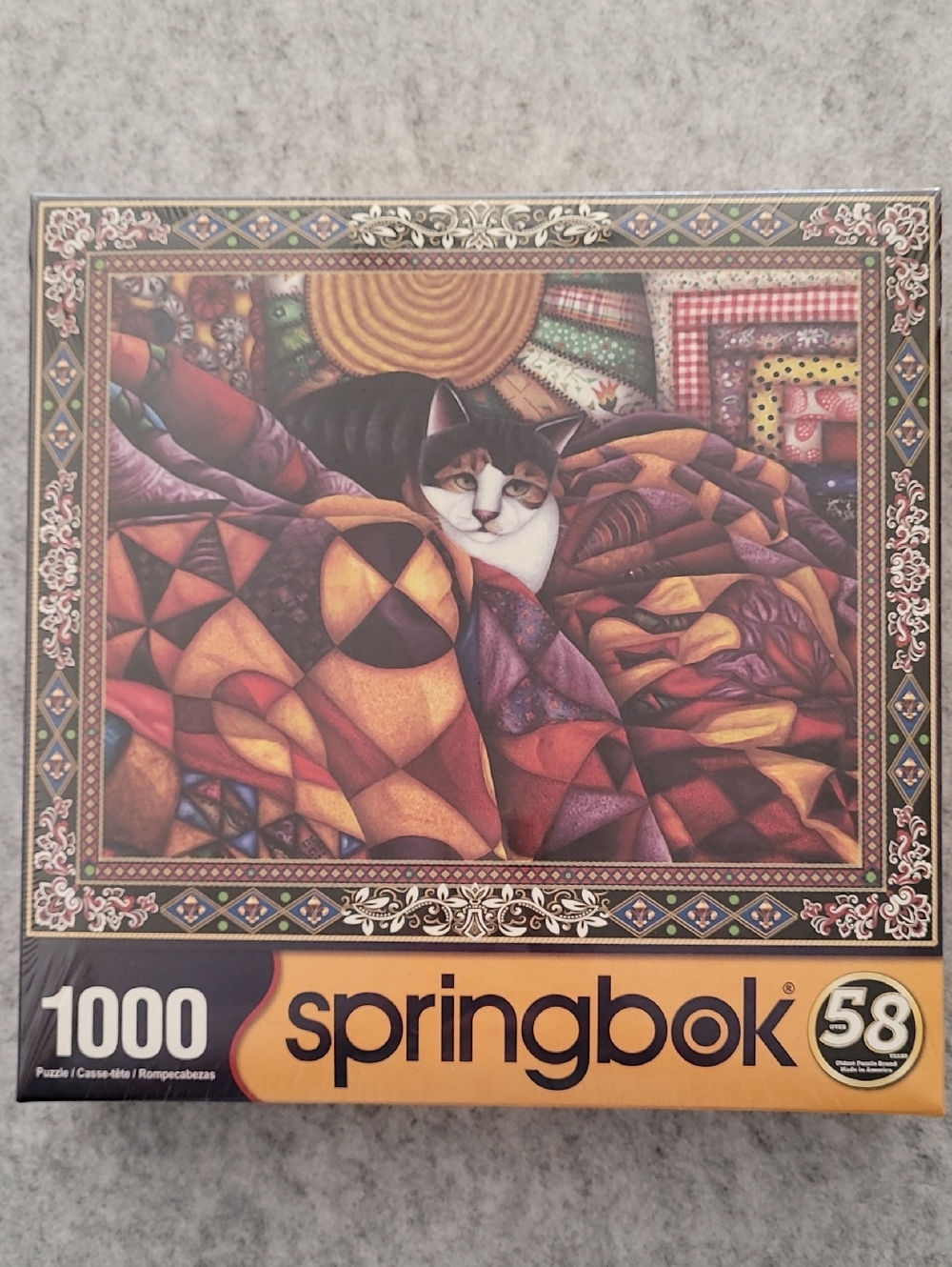 NEW/SEALED Springbok 1000-Piece "Quilted Cat" Jigsaw Puzzle